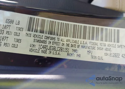 2020 Dodge Durango Citadel Awd from USA, damaged, VIN 1C4RDJEG6LC281151